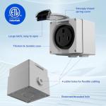 HiFind 50 Amp Power Outlet Box, NEMA 6-50R Receptacle, 250V Heavy-Duty Outdoor Dustproof Weatherproof Socket Plug for Electric Vehicles, Generators, Plasma Cutter, Welding Machines&, ETL+ Screw Kits