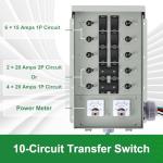 30 Amp Generator Transfer Switch Kit,10-Circuits,7500W,Indoor&Outdoor,NEMA 3R,Include 10 Foot Cord and 30 Amps Inlet Box,Easy to Install,5 Years Warranty,Generator Transfer Switch 30 amp kit