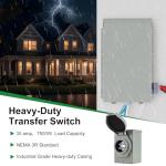 30 Amp Generator Transfer Switch Kit,10-Circuits,7500W,Indoor&Outdoor,NEMA 3R,Include 10 Foot Cord and 30 Amps Inlet Box,Easy to Install,5 Years Warranty,Generator Transfer Switch 30 amp kit