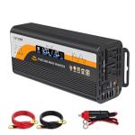 500W Pure Sine Wave Inverter (1000W Peak), 12V/24V Auto-Detect, 50Hz/60Hz Switchable, LCD Display, Type-C Fast Charging, Silent Design, Overload & Overheat Protection for RV, Home (Black-500W)