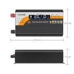 500W Pure Sine Wave Inverter (1000W Peak), 12V/24V Auto-Detect, 50Hz/60Hz Switchable, LCD Display, Type-C Fast Charging, Silent Design, Overload & Overheat Protection for RV, Home (Black-500W)