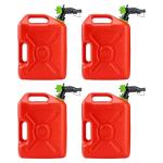 Scepter SmartControl 5 Gallon 18.9 Liter Plastic Dual Handle Diesel Gas Container Jug with Controllable Flow Nozzle Spout, 4 Pack, Red