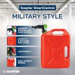 Scepter SmartControl 5 Gallon 18.9 Liter Plastic Dual Handle Diesel Gas Container Jug with Controllable Flow Nozzle Spout, 4 Pack, Red
