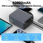 High Capacity 80000mAh Portable Power Bank with Fast Charging