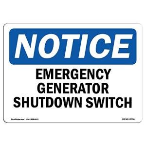 Generator Emergency Shutdown Switch Sign - OSHA Compliant