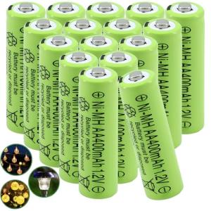 Yibatopow 16 Pack Rechargeable AA Solar Batteries