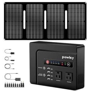 Powkey 200W Portable Power Station with Solar Panel