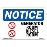 Generator Room Diesel Fuel OSHA Notice Sign