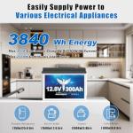 2 Pack 12V 300Ah Lithium Batteries with Smart BMS