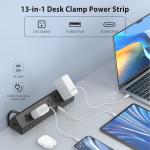 Desk Clamp Power Strip with Fast Charging and USB Ports