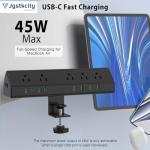 Desk Clamp Power Strip with Fast Charging and USB Ports