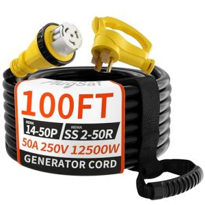 50FT 50 Amp Generator Extension Cord with Twist Lock