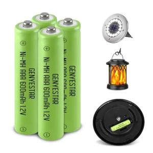 Rechargeable AAA 600mAh Ni-MH Solar Batteries 4 Pack