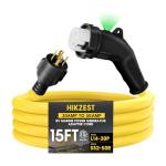 15FT NEMA L14-30P to SS2-50R RV Marine Power Generator Adapter Cord, 30A 4 Prong Locking Generator L14-30P Male to 50A Marine Shore Power SS2-50R Female with 135° Elbow Grip Handle LED Power Indicator