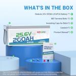 Redodo 24V 200Ah LiFePO4 Lithium Battery, Built in 200A BMS, Max. 5120Wh Energy, Up to 15000 Deep Cycle Lithium Battery, Perfect for Solar Home System, RV, Off Grid, Marine