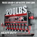 Power Tool Organizer with Charging Station Wall Mount, Built in 8 Outlet Surge Protection Power Strip, Drill Holder Wall Mount, Heavy Duty Metal Power Tool Storage Rack for Garage Organization Red