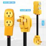 WYM world 50 Amp to 20 Amp 110V RV Distribution Adapter,NEMA 14-50P to 4 X 5-20R/15R RV 4-Prong to Mutiple Household Outlet w/ 20Amp Circuit Breaker RV Generator Distribution Cord 1.5FT