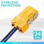 WYM world 50 Amp to 20 Amp 110V RV Distribution Adapter,NEMA 14-50P to 4 X 5-20R/15R RV 4-Prong to Mutiple Household Outlet w/ 20Amp Circuit Breaker RV Generator Distribution Cord 1.5FT