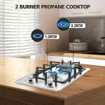 Gas Stove 2 Burner, Propane Cooktop 12 inch, Nafewin Portable Gas Cooktop Stainless Steel Stove Burner with Thermocouple Protection, Lpg/Ng Dual Fuel Built-in Hob for Apartments, Outdoor, Rvs