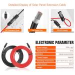 10AWG Solar Extension Cable 50Ft Red & Black, Both End with Universal Solar Connectors Plug & Play | Weatherproof PV Wire for RV, Boat, Off-Grid Systems​