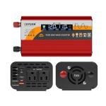 500W Pure Sine Wave Inverter (1000W Peak), 12V/24V Auto-Detect, 50Hz/60Hz Switchable, LCD Display, Type-C Fast Charging, Silent Design, Overload & Overheat Protection for RV, Home (RED-500W)