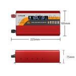 500W Pure Sine Wave Inverter (1000W Peak), 12V/24V Auto-Detect, 50Hz/60Hz Switchable, LCD Display, Type-C Fast Charging, Silent Design, Overload & Overheat Protection for RV, Home (RED-500W)