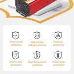 500W Pure Sine Wave Inverter (1000W Peak), 12V/24V Auto-Detect, 50Hz/60Hz Switchable, LCD Display, Type-C Fast Charging, Silent Design, Overload & Overheat Protection for RV, Home (RED-500W)