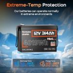 HumsiENK 1PCS 12V 300Ah Lifepo4 Battery Mini - 4.19kWh & 15000+ Deep Cycles Lithium Battery 314Ah, Built-in 100A BMS with Bluetooth, Expandable Up to 48V and 64.3kWh, Ideal for Solar System, Off Grid