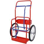 Steel Large Dual Cylinder Cart Trolley - Portable Oxygen and Acetylene Tank Cart with 20" Pneumatic Wheels, Secure Storage & Enhanced Mobility, Compact Design - Ideal for Welding Fuel Cylinders - Red