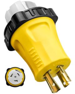 L14-30P to SS2-50R Power Generator Adapter, 30A 4 Prong Twist Lock Generator to 50A Marine Shore Power Adapter with Locking Ring for RV Camper Generator Marine Power