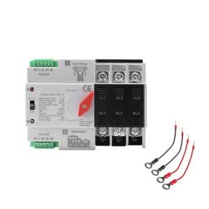 63Amp AC220V Automatic/Manual Transfer Switch 3P 50/60Hz, 3POLE 63A Mini ATS Solar Auto Dual Power Switch W2R for Home Generator, Din Rail Mount Cn Automatic Changeover Fast Transfe for,Rv,Lv Power