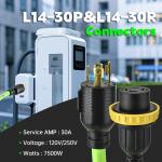 30 Amp Generator Extension Cord (25 Feet) 4-Prong 120/250 Volt 7500W, Lock L14-30P/L L14-30R, 10 Gauge SJTW Locking Power Cord for Manual Transfer Switch ETL