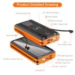 AEECESTORE Portable Charger Solar Power Bank 52800mAh 5V/3A Fast Charging Battery Pack with Built in 4 Cables 2 Outputs & LED Flashlight for Cell Phone Camping and Hiking