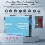 DATOUBOSS 2400W Power Inverter 1200 Watt Pure Sine Wave Inverter 12V to 110V 120V AC Converter, Peak 2400W with Dual AC Outlets and USB & Type-C for Car, RV, Home, Truck, Off-Grid Solar