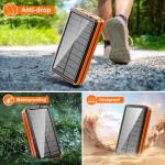 AEECESTORE Portable Charger Solar Power Bank 52800mAh 5V/3A Fast Charging Battery Pack with Built in 4 Cables 2 Outputs & LED Flashlight for Cell Phone Camping and Hiking