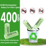 Henreepow Ni-MH 2/3AAA 1.2v 400mAh Rechargeable Batteries,Low Self-Discharge, Long Range with Button Top for Solar Lights,Length 2/3 The Size of AAA Batteries(12 Pack)(Not AAA Size Batteries)