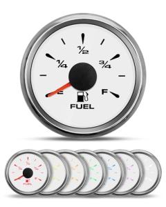 HZSIFU Marine-Automotive Fuel Level Gauge, 240-33ohm 0-190ohm 240-30ohm 0-180ohm 10-180ohm, LED Backlight, IP67 Waterproof, 2-inch Dial, Fits 2-1/16 in Opening, Boat, Car, Truck, RV, Generator, Yacht