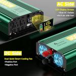 3000 Watt Inverter 12V to 110V/120V 6000W Peak Truck Power Inverter for Vehicles, Modified Sine Wave AC to DC Converter for RV Home with 2 AC Outlets 3.4A USB Port LED Didplay Remote Controller