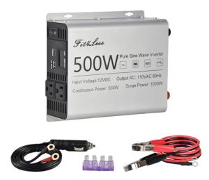 Pure sine Wave Inverter DC 12V Input and AC 110V Output with LCD Display, USB Output Port, Type-C Output Port(500W)