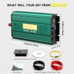 3000 Watt Inverter 12V to 110V/120V 6000W Peak Truck Power Inverter for Vehicles, Modified Sine Wave AC to DC Converter for RV Home with 2 AC Outlets 3.4A USB Port LED Didplay Remote Controller