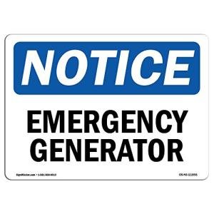 OSHA Notice Signs - Emergency Generator Sign | Extremely Durable Made in The USA Signs or Heavy Duty Vinyl Label Decal | Protect Your Construction Site, Warehouse, Shop Area & Business