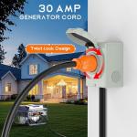 AOLINK 30 Amp Generator Extension Cord 15 Feet, NEMA L14-30P/L14-30R, 4-Prong Locking, Heavy Duty Power Cord, Orange