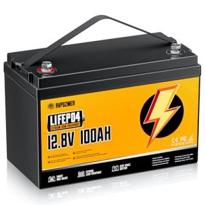 Rvpozwer 12V 100Ah LiFePO4 Battery, Built-in 120A BMS, 15000 Deep Cycles, Group 31, Lightweight Lithium Iron Phosphate Battery for Home Energy, RV, Trolling Motor, Marine, Solar, Off-Grid