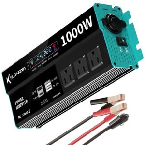 RUTNRIXA Power Inverters 1000W 12V DC to 110V AC Converter for Vehicles USB-C/PD 25 Watts Fast Charging Ports Car Charger Adapter with a Cigarette Lighter Ports Plug Outlet