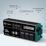 RUTNRIXA Power Inverters 1000W 12V DC to 110V AC Converter for Vehicles USB-C/PD 25 Watts Fast Charging Ports Car Charger Adapter with a Cigarette Lighter Ports Plug Outlet