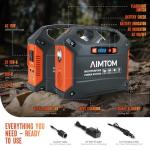 AIMTOM 155Wh Portable Power Station with 30W Solar Panel – 150W Peak/110V AC, 18W USB-C, 2x USB-A & 12V DC – Solar Generator for Camping, Home, RV, Travel & Emergencies