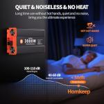 3000W Pure Sine Wave Power Inverter 12V DC to 110V AC Converter Peak Power 6000W for RV Truck Off-Grid Solar Car Inverter with 4 AC Outlets, 2 USB & 1 Type-C Ports, Cables Included, Remote Controller