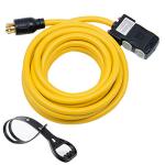 Yodotek 25Ft Generator Cord with Surge Protector Breaker,Heavy Duty Generator Locking Cord,NEMA L14-30P/Four 5-20R,4 Prong 10 Gauge Flexible Cable,Power Extension Cord, 30Amp 7500 Watts