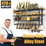 Spampur 420LB Capacity Power Tool Organizer with Charging Station & 6 Outlets | Quick Assembly 4-Layer Heavy Duty Rack for Drills & Batteries | Ultimate Garage Storage & Christmas Gift for Men