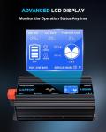CAPTOK 1500W Pure Sine Wave Inverter DC 12V AC 120V Double LCD Screen Remote Control Power Inverter 30W USB-C 4AC Outlets for RV, Home, Solar System